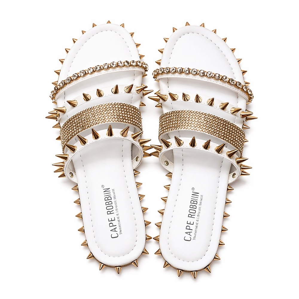 Cape Robbin Xtreme Studded White Sandals - Picture 8 of 10